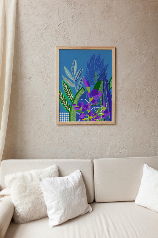 Summer-Inspired Relaxing Wall Art - Blue Minimalist Abstract Print for Serene Modern Home Decor - VIOLETREDSTUDIO