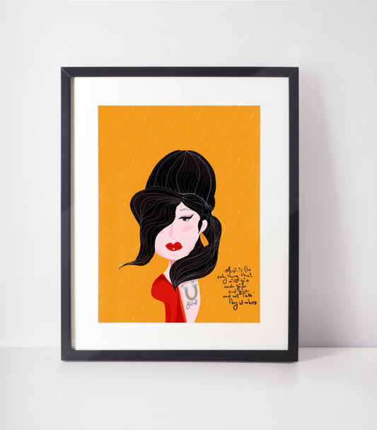 Amy Winehouse Art Print – Iconic Musician Wall Art, Bold Tribute Portrait, Inspirational Singer Decor