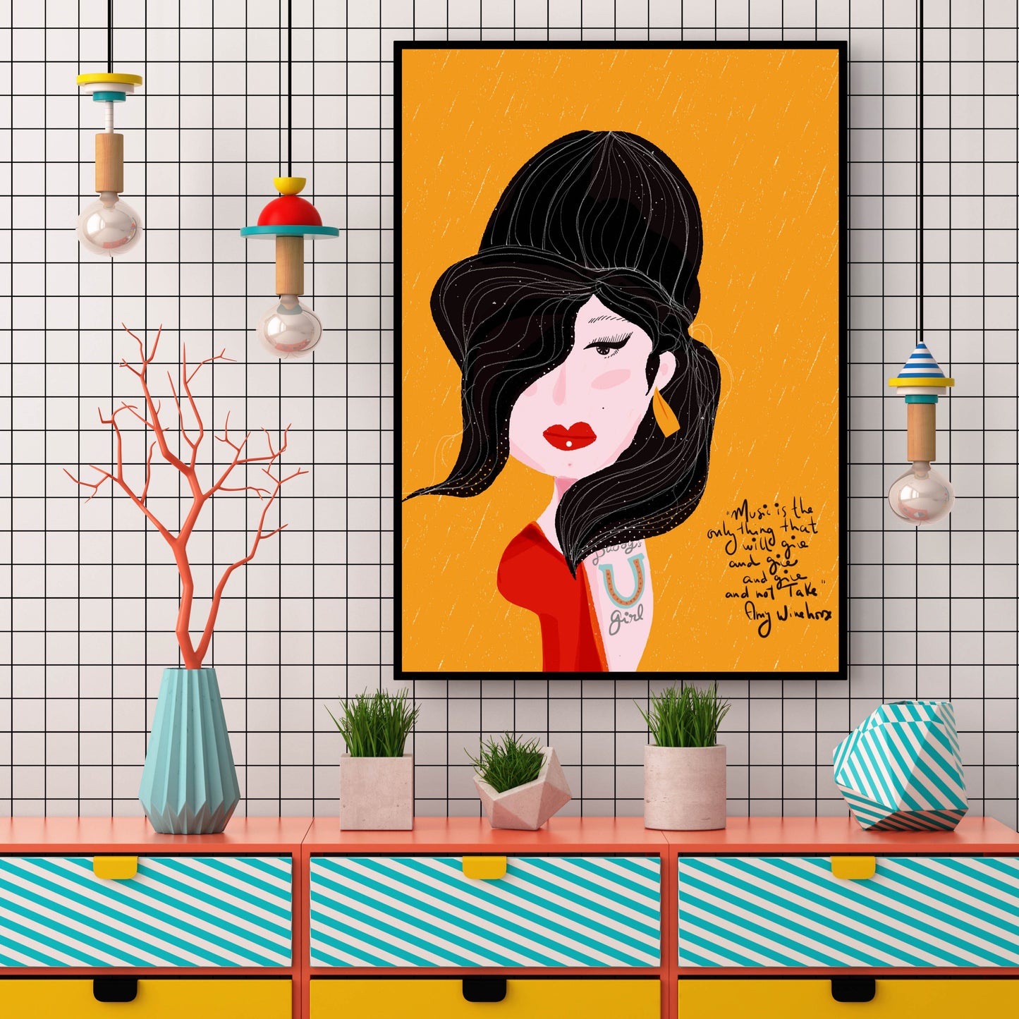 Amy Winehouse Art Print – Iconic Musician Wall Art, Bold Tribute Portrait, Inspirational Singer Decor