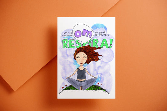 Respira Spanish art print from Violet Red Studio, a reminder to pause.