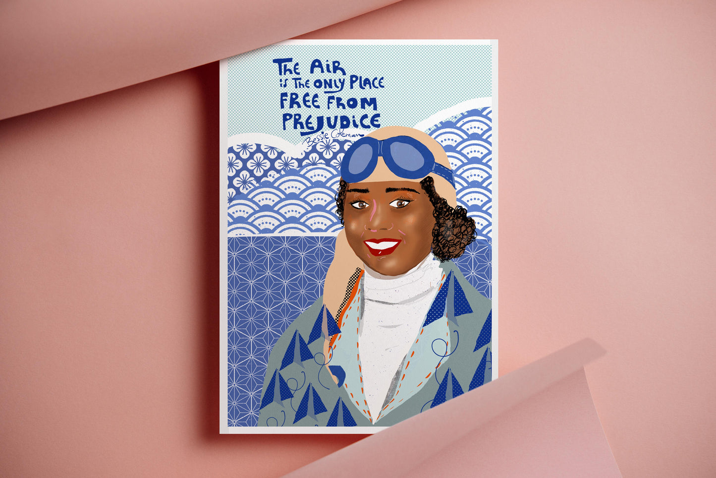 Bessie Coleman Art Print – Aviation Pioneer Wall Art, Black History Trailblazer Portrait, Inspirational Female Pilot Decor