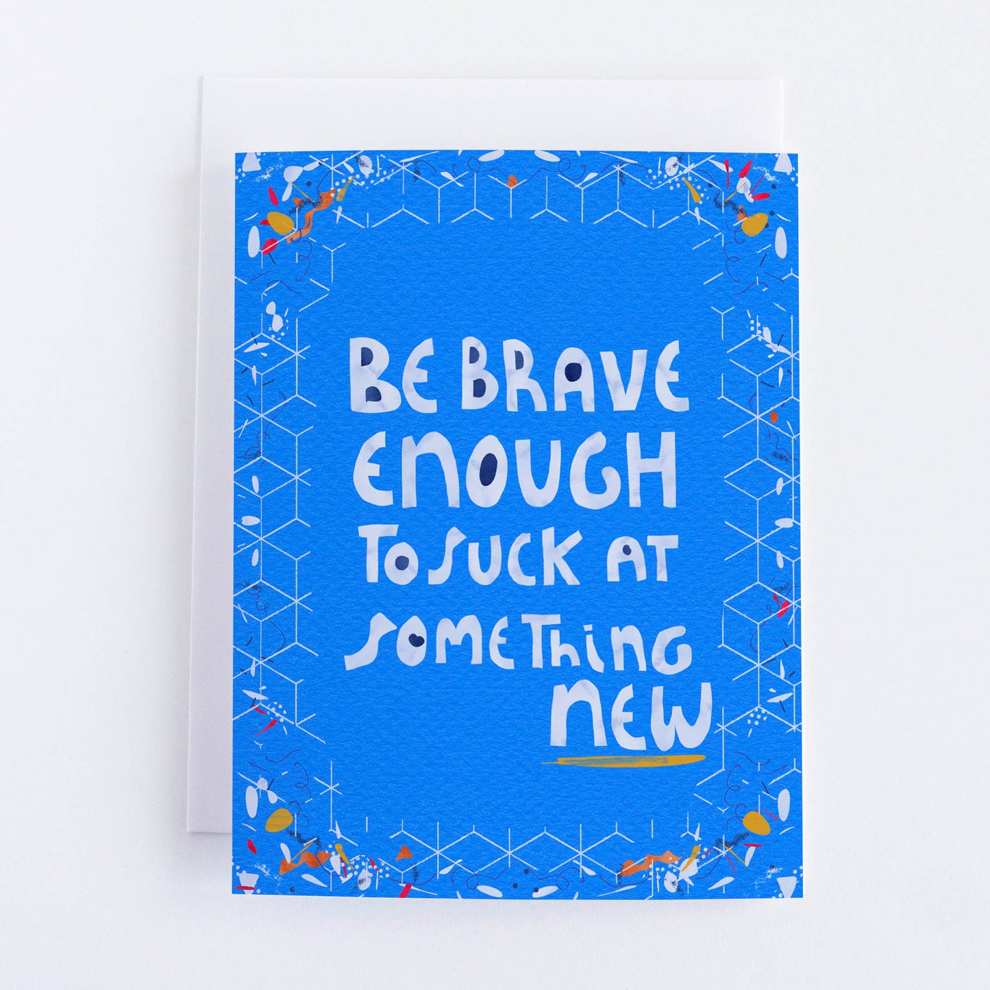 Be Brave Enough to Suck at Something New" Affirmation Print, Motivational Blue Wall Art, Inspirational Gift, Friend Gift