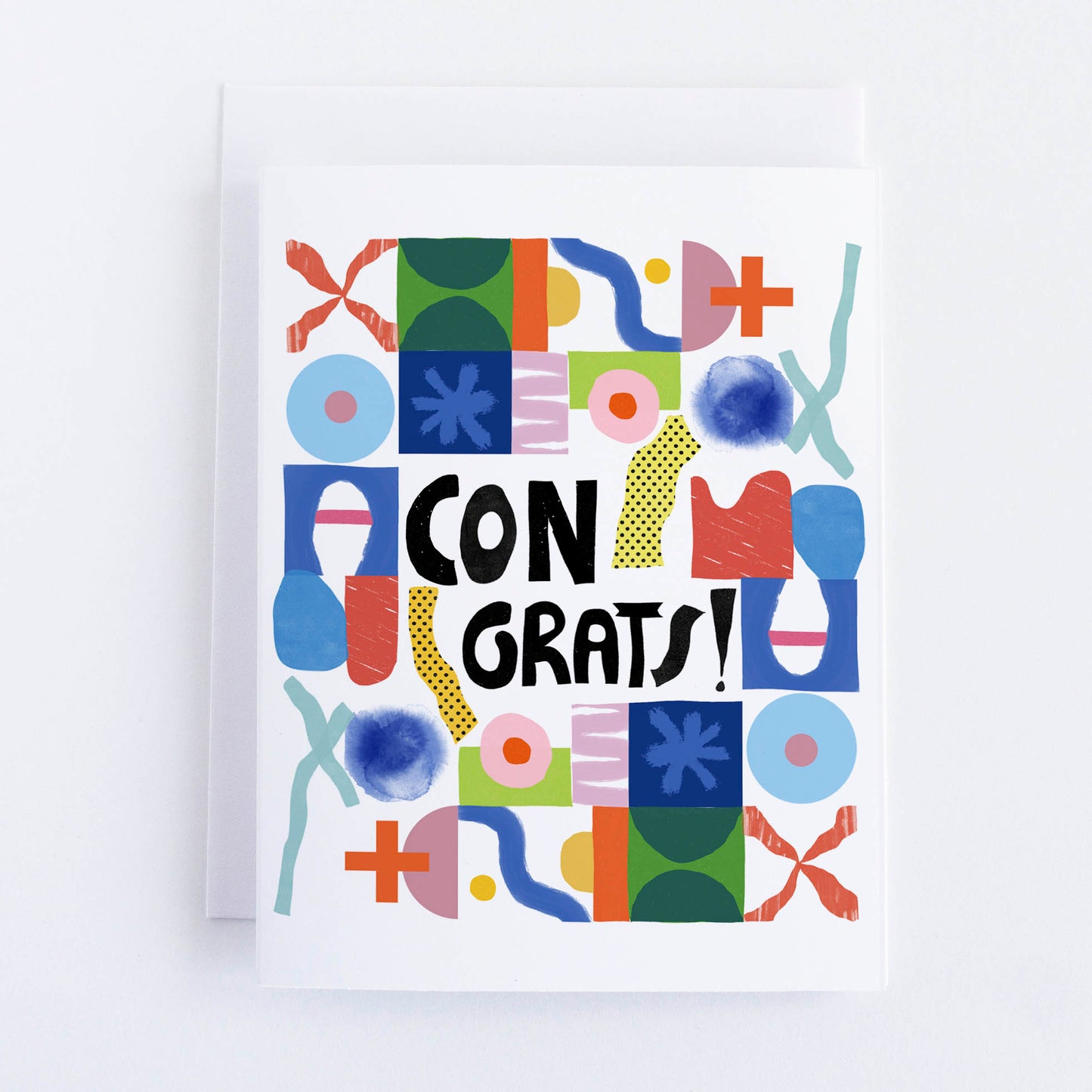 Colorful abstract design with 'CONGRATS!' text on a white background