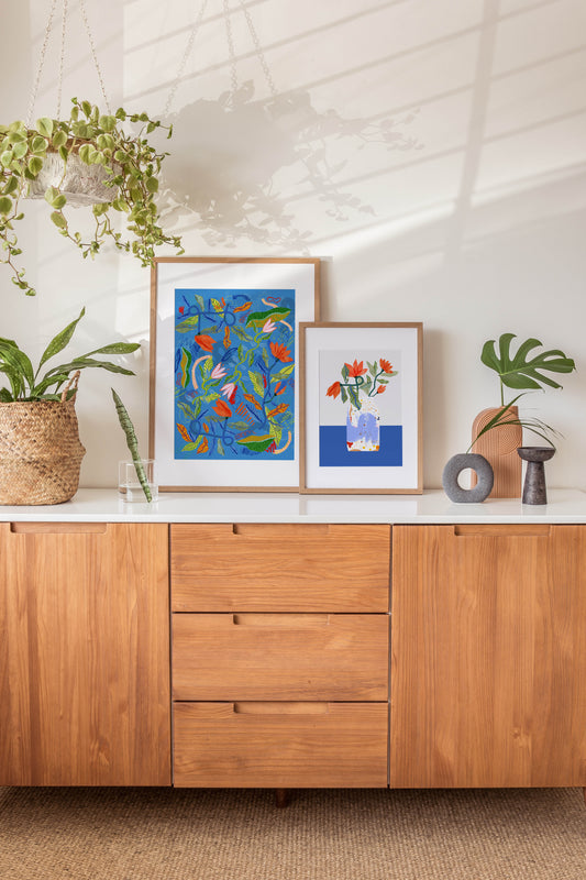 Flower Art Print, Relaxing Living Room Art, New Home Gift, Accent Print - VIOLETREDSTUDIO