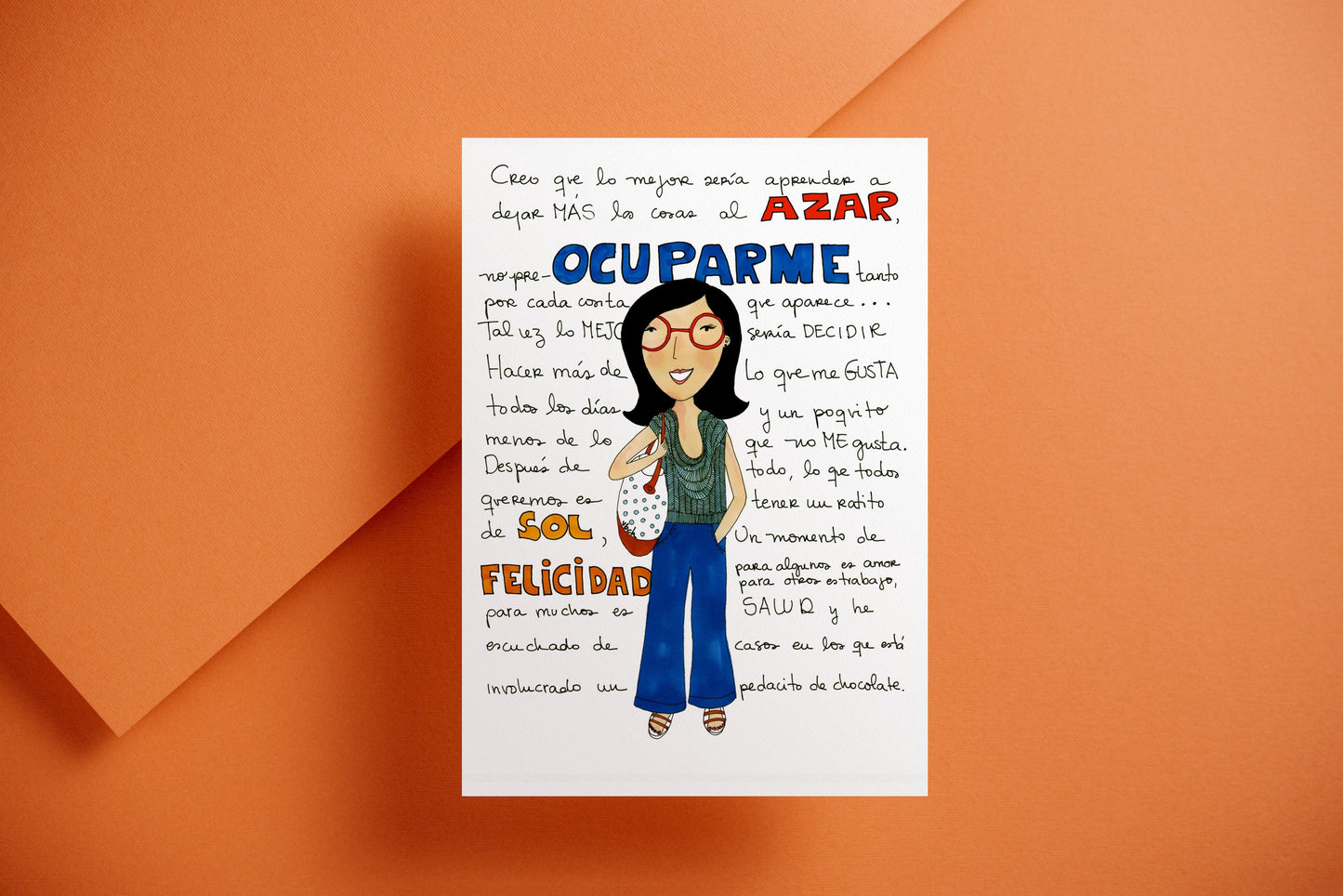 one art print against an orange background with lon ginspiring quote
