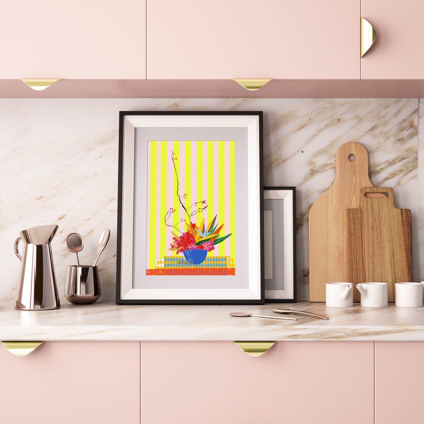 Berry Flower Color Palette Art, New Home Gift, Positive Wall Art, Retro Art Print, Flower Art #12