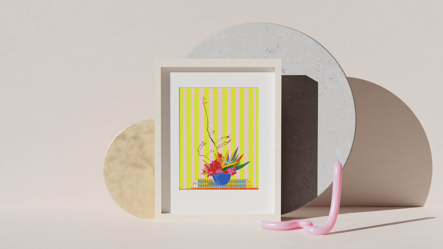 Berry Flower Color Palette Art, New Home Gift, Positive Wall Art, Retro Art Print, Flower Art #12