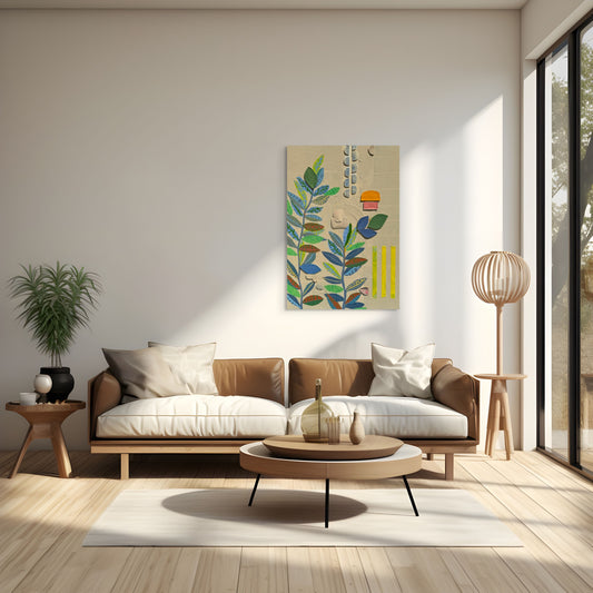 “Stacked Garden” – Original Mixed Media Painting on Canvas ( 36x24")