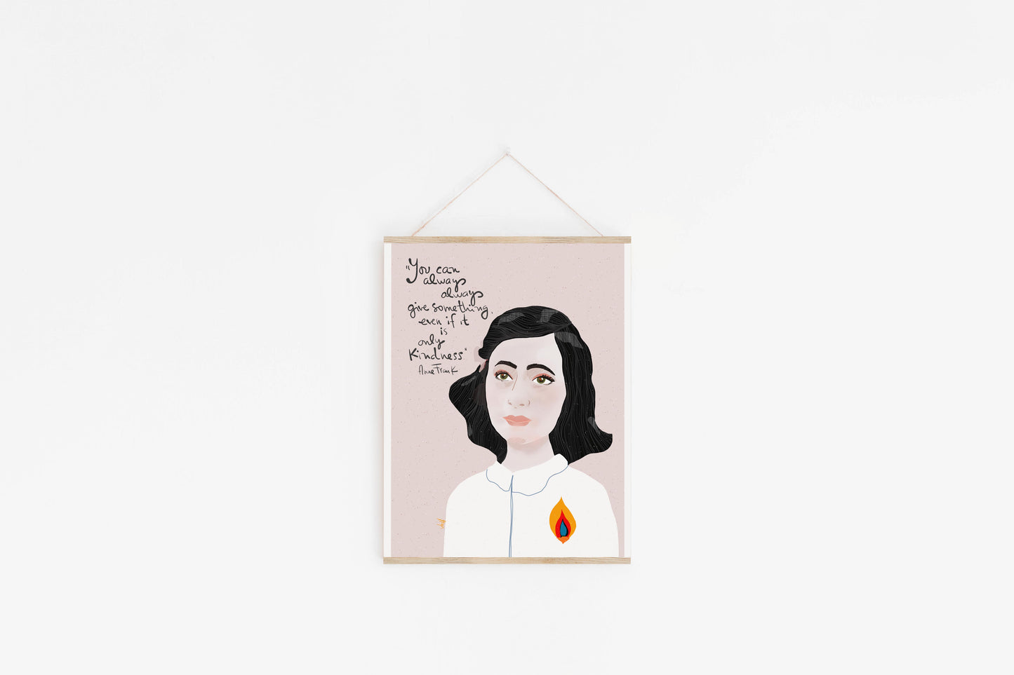 Anne Frank Art Print – Holocaust Remembrance Portrait, Inspirational Writer & Heroine Wall Art, Historical Legacy Decor