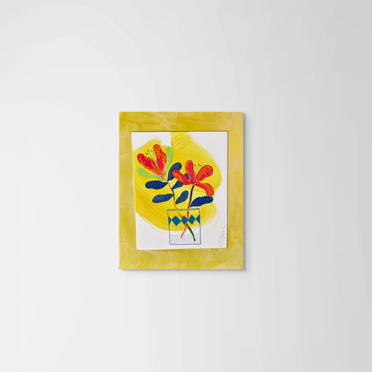 Original Mixed Media Floral Art – 11x14” on Paper with Hand-Painted Mat