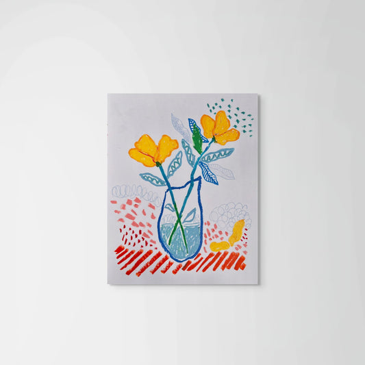 Golden Petals – Original Mixed Media Flower Artwork