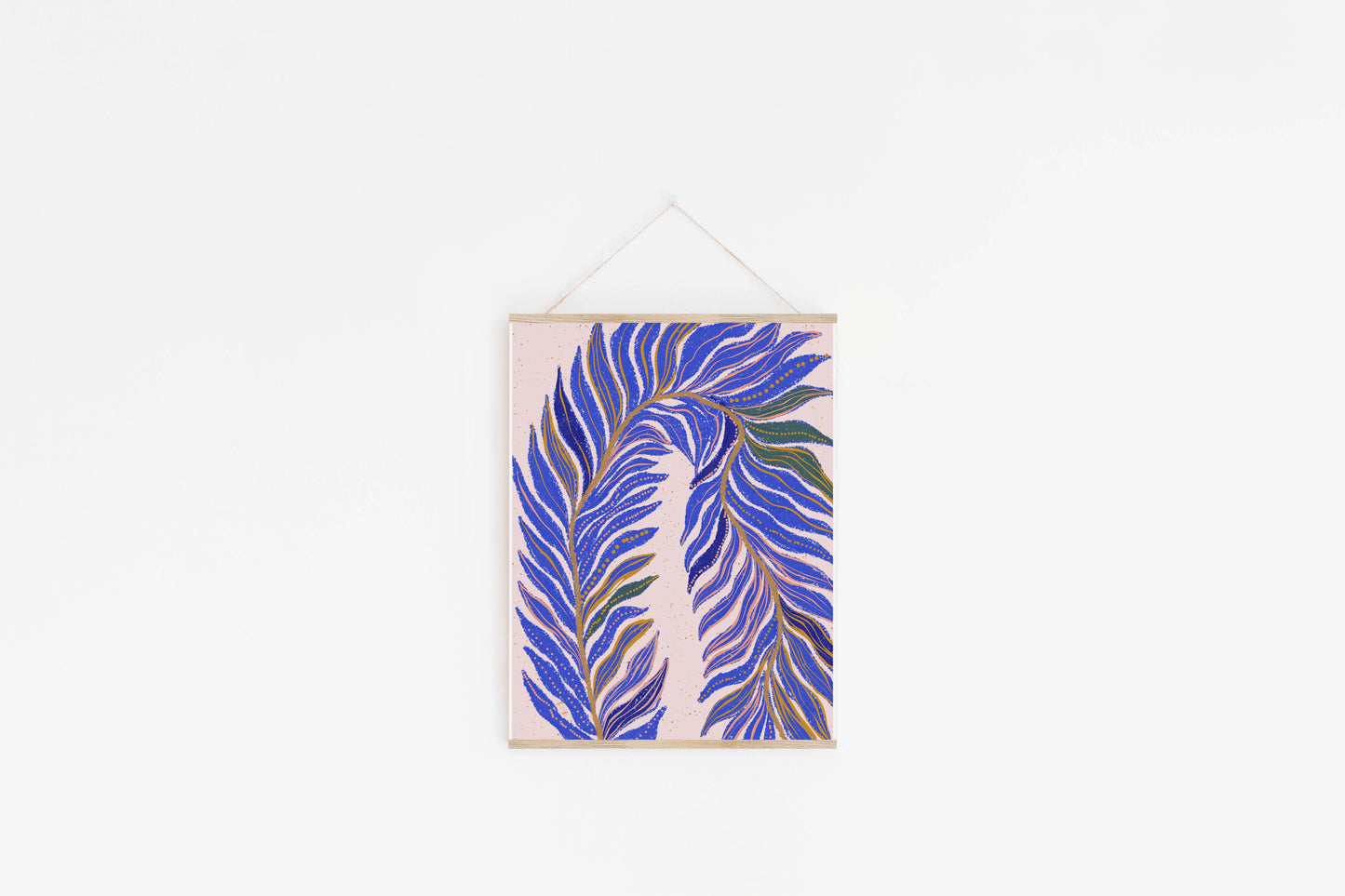 Modern Dorm Room Art – Pink and Blue Abstract Print, Tropical Botanical Poster, Trendy Wall Decor, Office