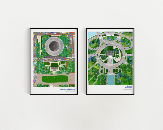 Hirshhorn Museum Art Print – Colorful Aerial View of Washington DC Landmark