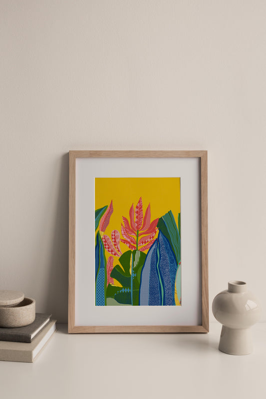 Summer Greenery Wall Art - Yellow Art Print for Bedrooms, Cubicle & Dorm Room Decor, Perfect Pick-Me-Up Gift - VIOLETREDSTUDIO