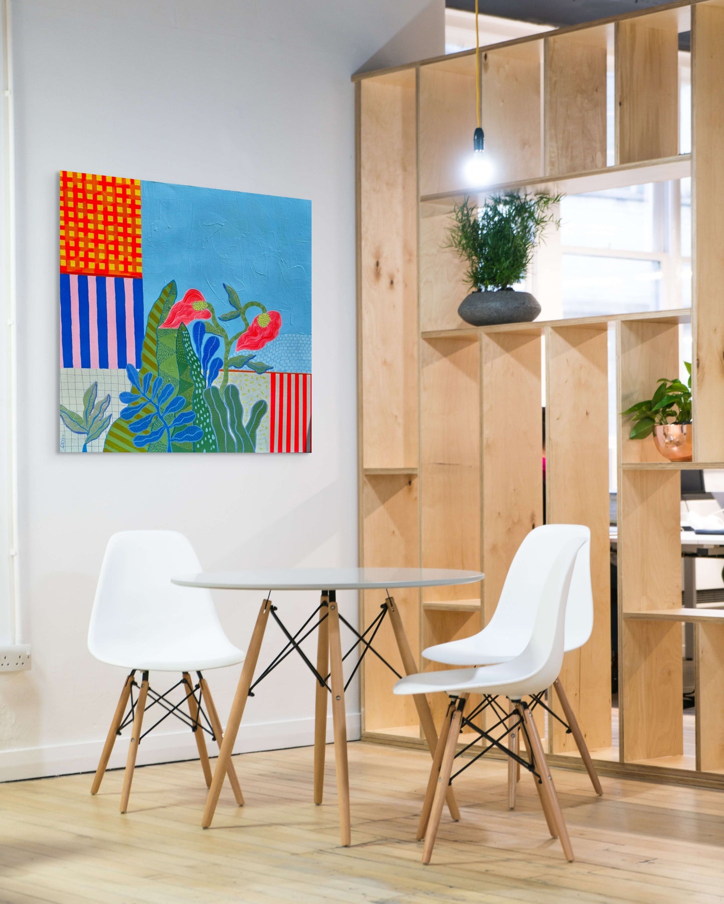 Garden Grid | 36 x 36 Abstract Botanical Original Wall Art | Mixed Media Original on Canvas | One of a Kind