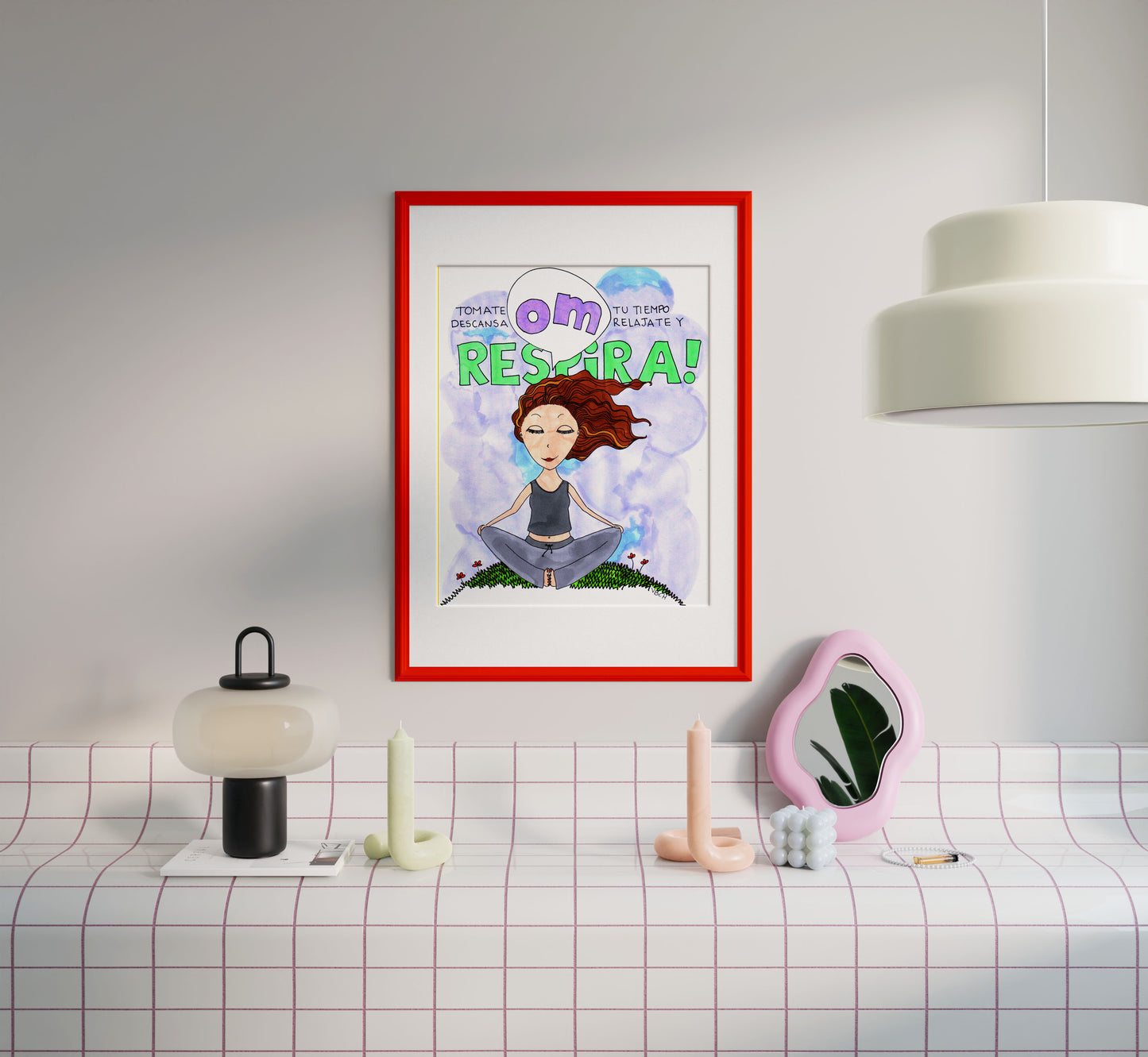 Respira Spanish art print from Violet Red Studio, a reminder to pause.