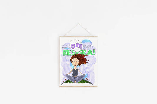 Respira Spanish art print from Violet Red Studio, a reminder to pause.