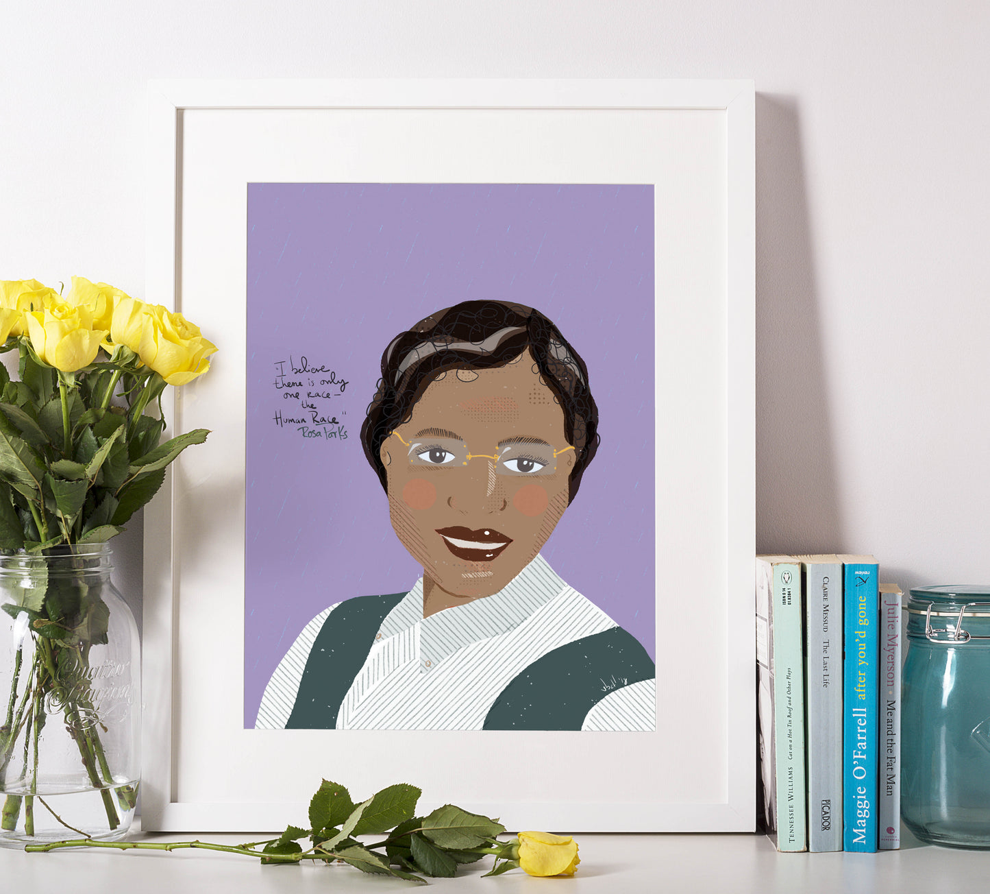 Rosa Parks Portrait Print – Civil Rights Icon Wall Art, Illustrated Black History Decor, Inspirational Feminist Gift