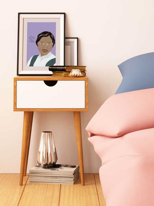 Rosa Parks Portrait Print – Civil Rights Icon Wall Art, Illustrated Black History Decor, Inspirational Feminist Gift