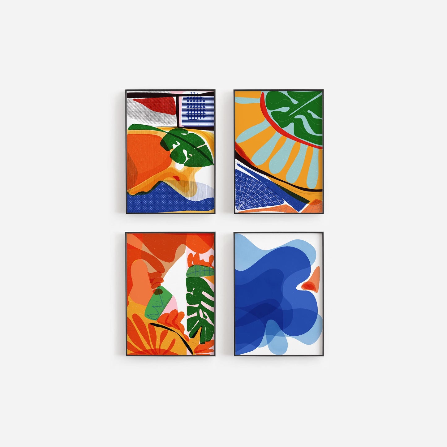 Day at the Beach, Abstract Art Print, Bedroom Wall Art, Large Monstera Print, Green Floral Art, Modern Living Room Decor