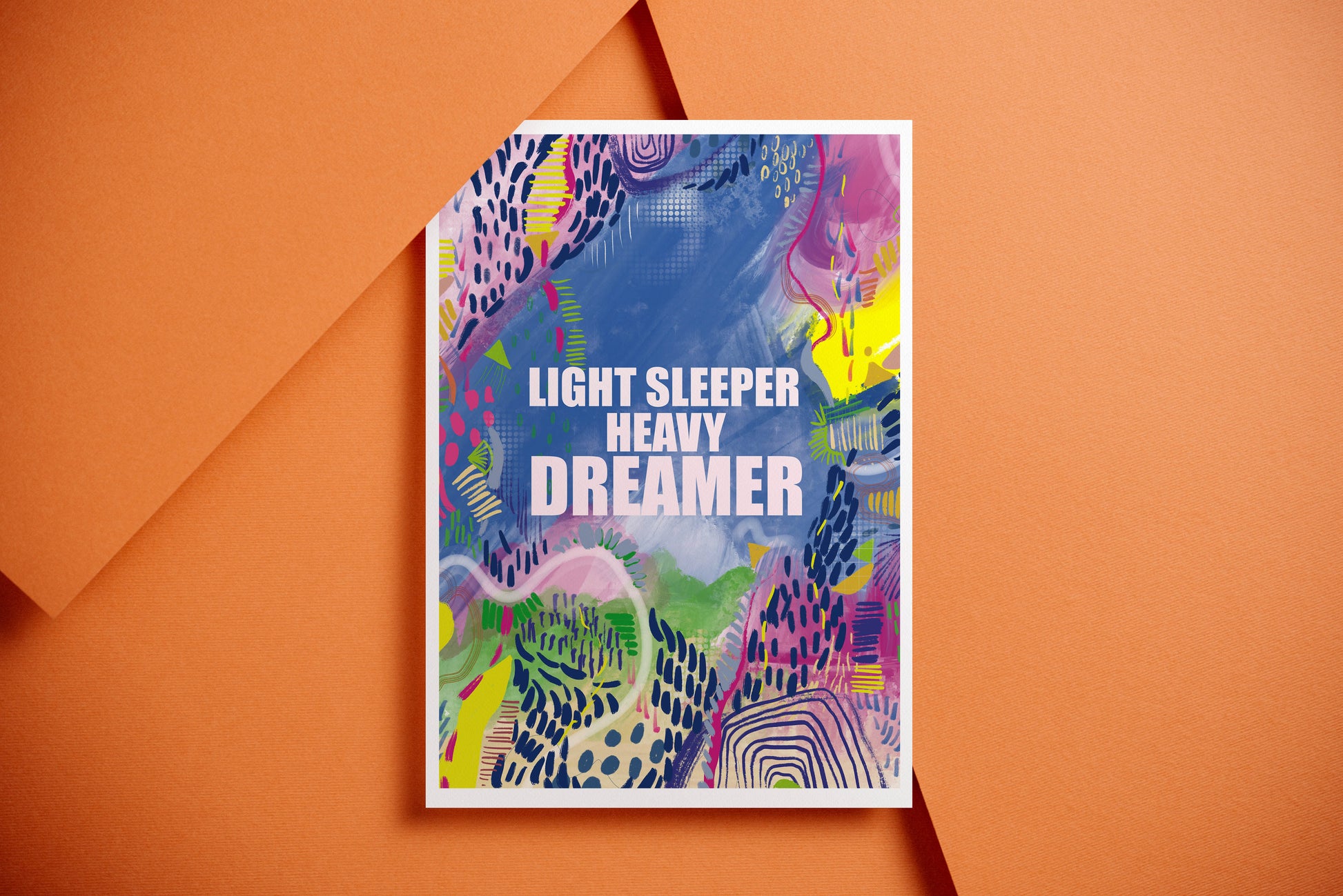 Light sleeper Heavy Dreamer Inspirational office wall Art Print, Statement Dorm Art - VIOLETREDSTUDIO