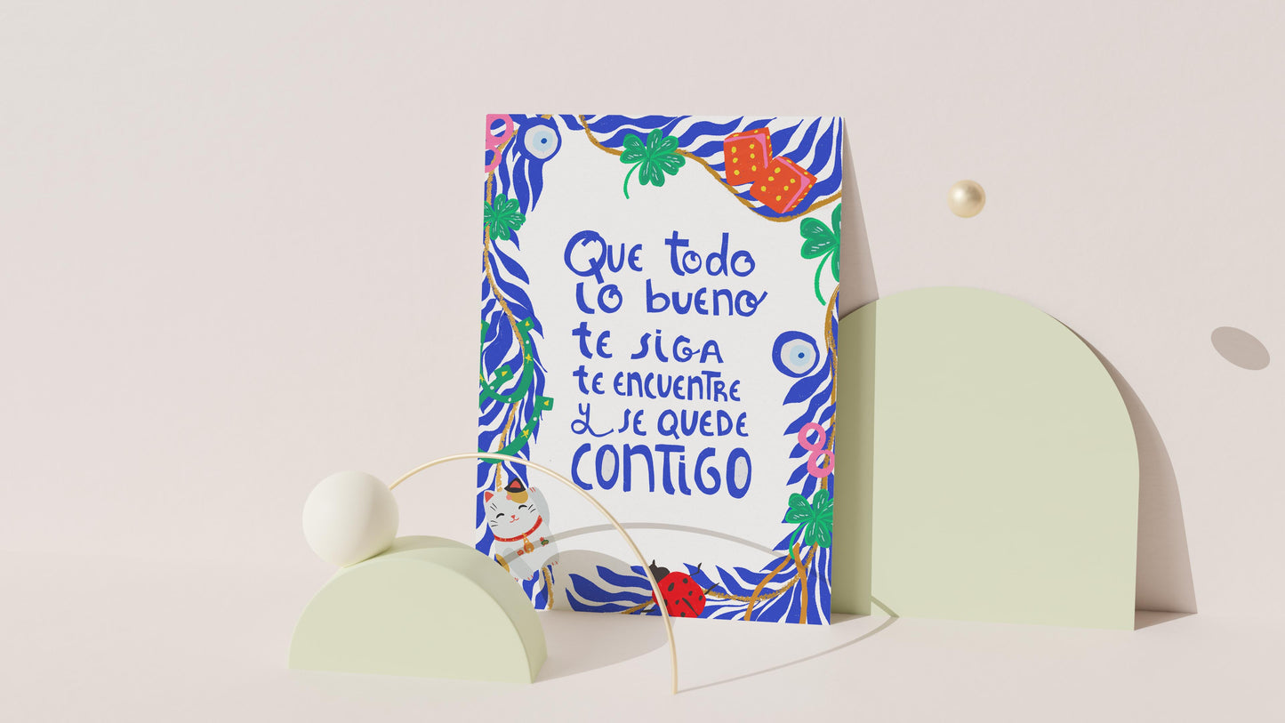 A good luck charm you can hang. A quote print to remind you that good things are meant to find you and stay.