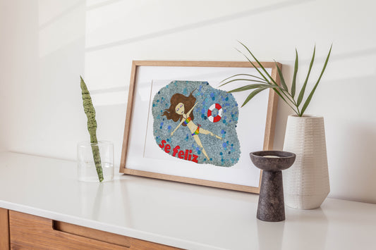 Happiest at the Pool Spanish art print summer Spanish quote wall decor Violet Red Studio