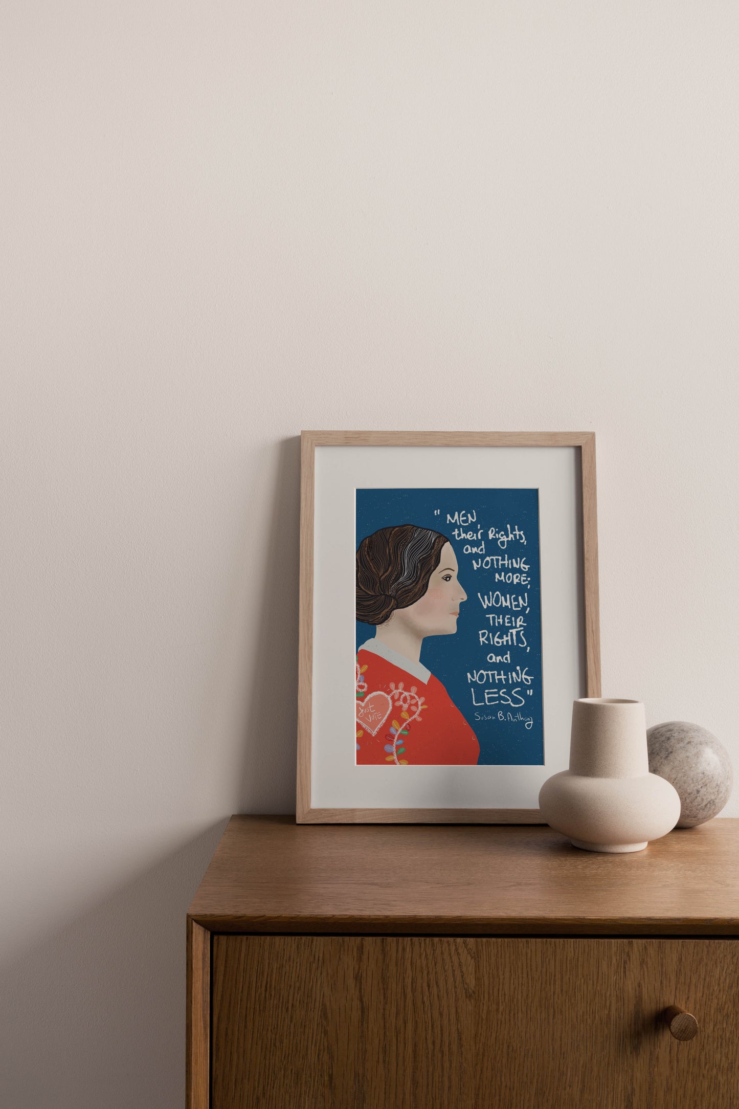Susan B. Anthony Art Print – Women’s Rights Wall Art, Feminist History Illustration, Inspirational Suffragette Decor