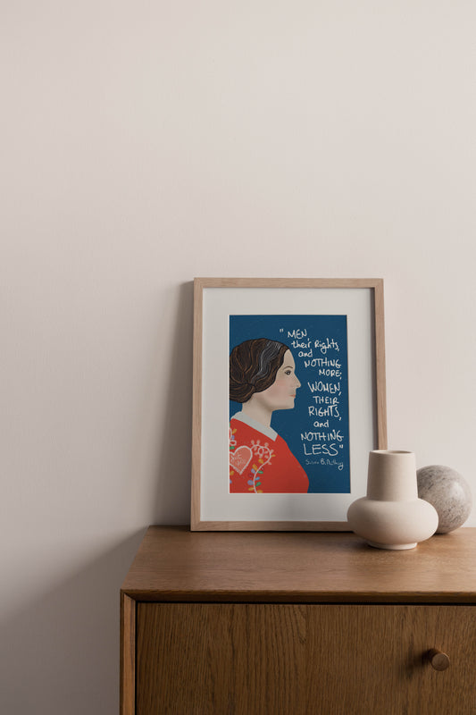 Susan B. Anthony Art Print – Women’s Rights Wall Art, Feminist History Illustration, Inspirational Suffragette Decor - VIOLETREDSTUDIO