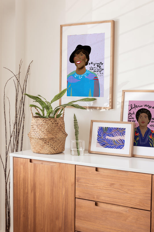 Zora Neale Hurston Portrait Art Print – Literary Wall Art Celebrating Storytelling, Black Joy & Cultural Legacy - VIOLETREDSTUDIO