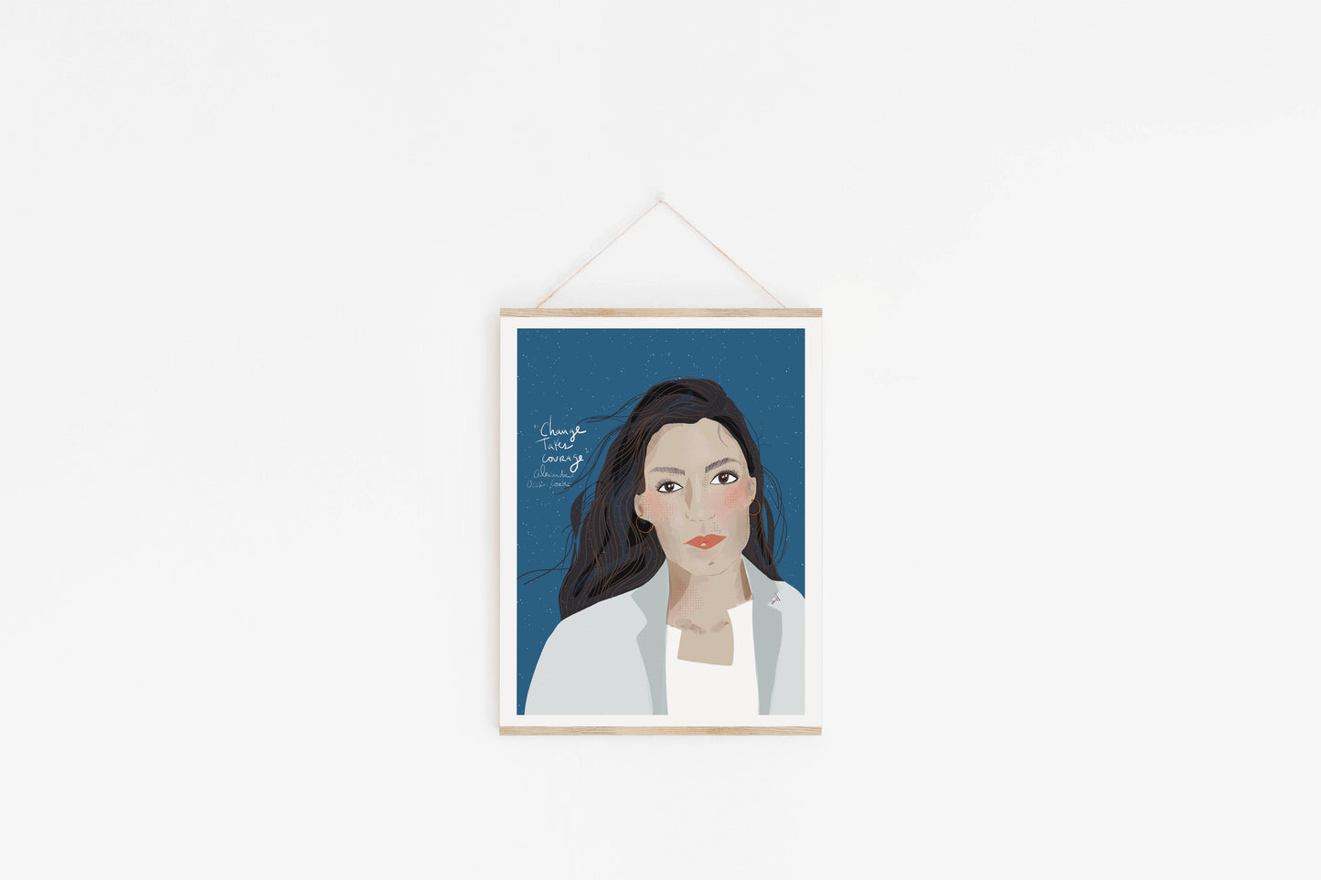 AOC Art Print, Alexandria Ocasio-Cortez Portrait, Cubicle Decor, Feminist Posters - VIOLETREDSTUDIO