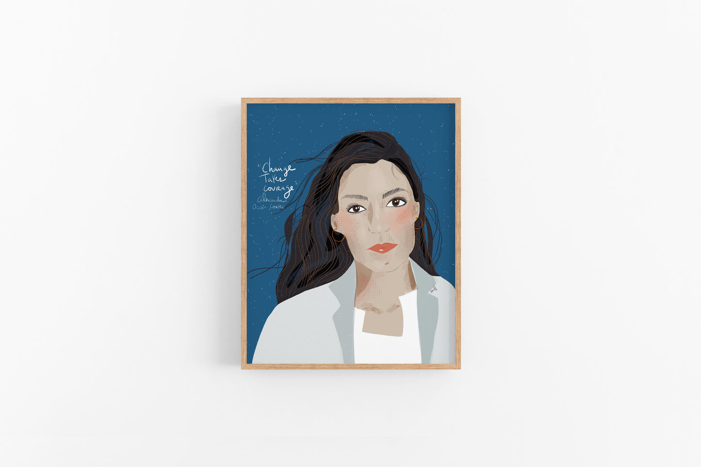 AOC Art Print, Alexandria Ocasio-Cortez Portrait, Cubicle Decor, Feminist Posters - VIOLETREDSTUDIO