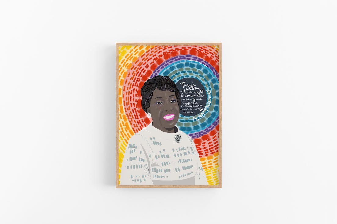 Alma Thomas Portrait, Fan Art Cubicle Decor - VIOLETREDSTUDIO