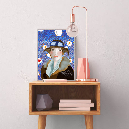 Amelia Earhart Print, Iconic Women Print Office Decor, Young girl wall art, Girls Room Bedroom Decor - VIOLETREDSTUDIO