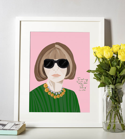 ANNA WINTOUR Art Poster, Fashionista gift, Graduation Gift, Cubicle Decor - VIOLETREDSTUDIO