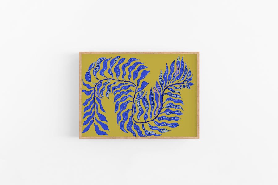 Green Fern Abstract Greenery Wall Art - VIOLETREDSTUDIO
