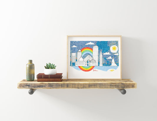 Boston Skyline-Bostonian Accent Print-Fun cubicle Decor-TRAVEL PRINTS - VIOLETREDSTUDIO