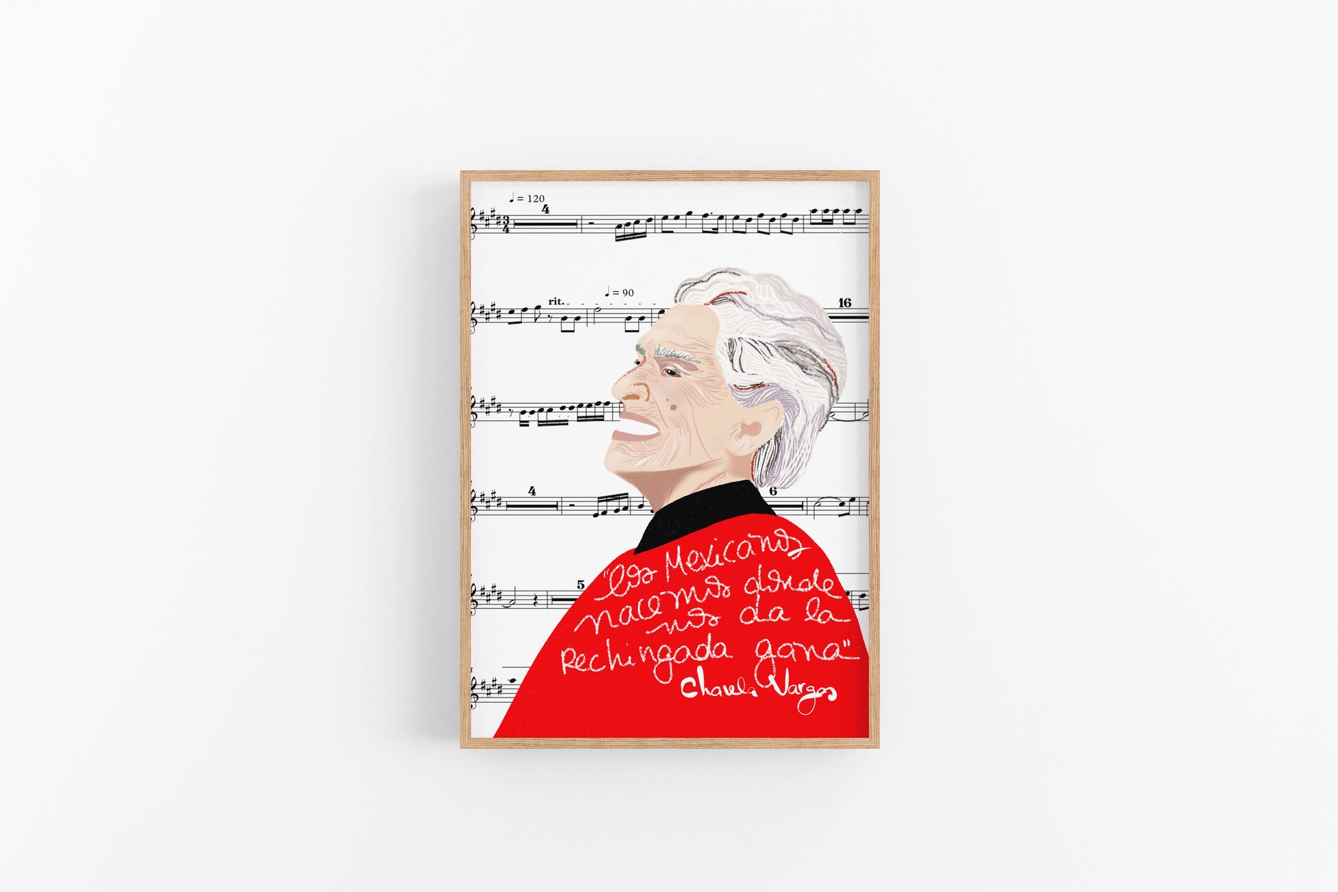 Chavela Vargas inspired art, Mexican Artist, Wall Decor - VIOLETREDSTUDIO