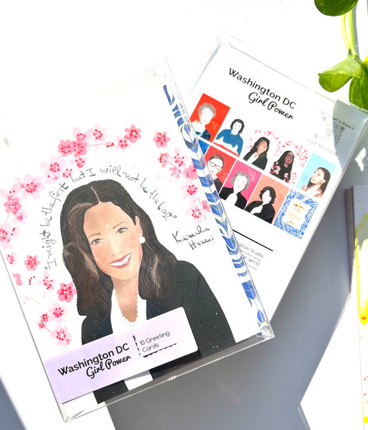 Washington DC Girl Power Set of 10 Greeting Card - VIOLETREDSTUDIO