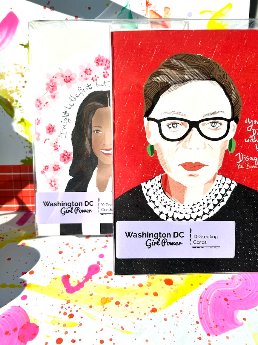 Washington DC Girl Power Set of 10 Greeting Card - VIOLETREDSTUDIO