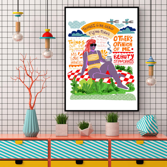 Flying forks given, Dorm Room Decor, Fresh Print Young Adult Decor - VIOLETREDSTUDIO