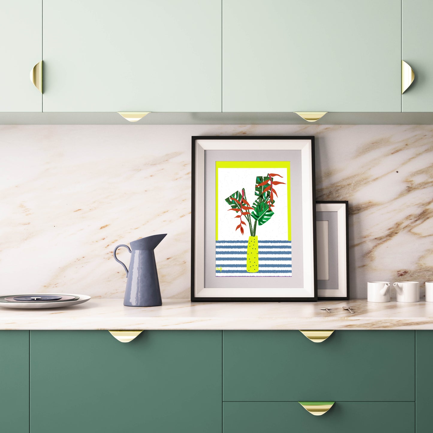 Natured Inspired Living Room Wall Art, Housewarming gift, Bedroom Decor Modern Flower Arrangement - VIOLETREDSTUDIO