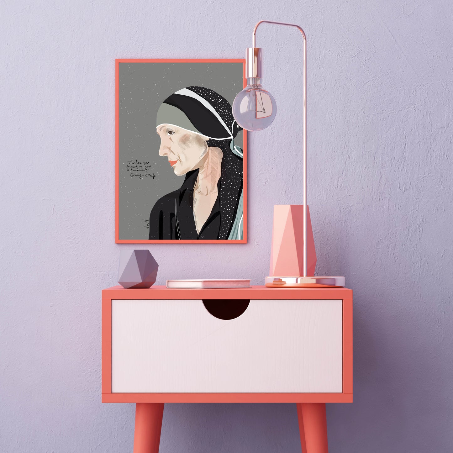 Georgia O'Keefe Art Print, Celebrity Portrait Cubicle Decor, Artist Inspiration - VIOLETREDSTUDIO