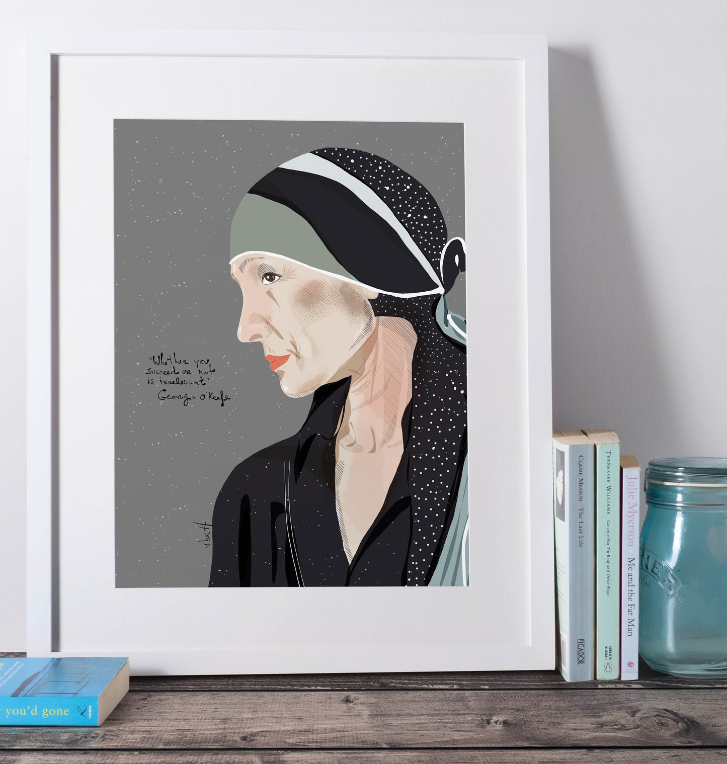 Georgia O'Keefe Art Print, Celebrity Portrait Cubicle Decor, Artist Inspiration - VIOLETREDSTUDIO
