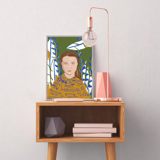 GRETA Thunberg Art Print- Cubicle Decor - VIOLETREDSTUDIO