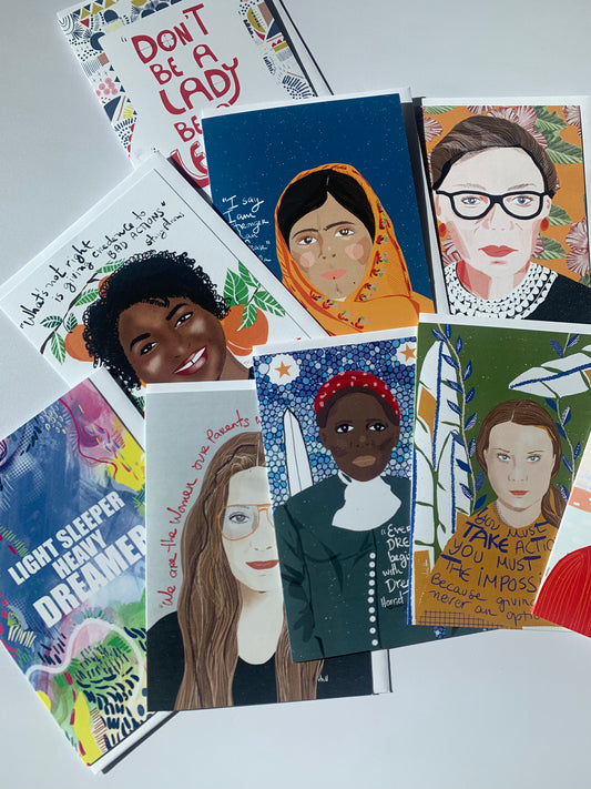 Trailblazer Card Set, Set of 10 greeting Card, Feminist Stationary set - VIOLETREDSTUDIO
