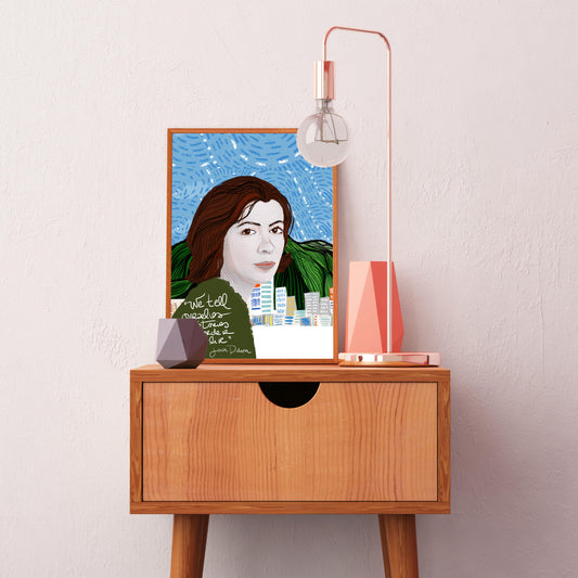 JOAN DIDION Inspired Portrait, Cubicle Decor - VIOLETREDSTUDIO