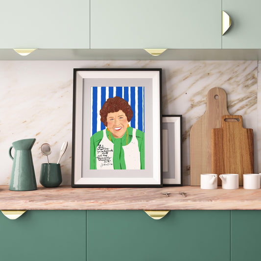 JULIA CHILD'S Art Print , Inspiration for Chef, Kitchen Wall Art, Fan Art - VIOLETREDSTUDIO