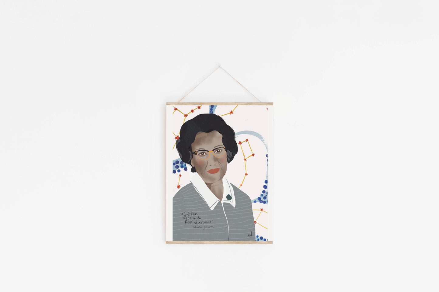 Katherine Johnson Art Print, Women in STEM, Young scientist inspiration, Cubicle Decor, ART PRINT Ready to Frame - VIOLETREDSTUDIO