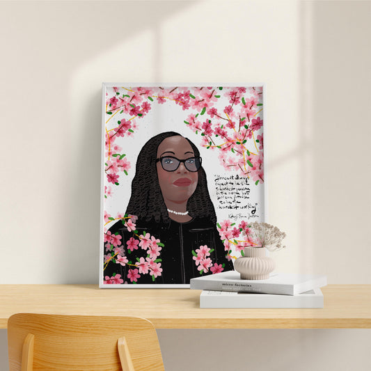 KETANJI BROWN Jackson Portrait, Cubicle Decor, Graduation Gift, Feminist Poster, Ready to frame Wall Art - VIOLETREDSTUDIO